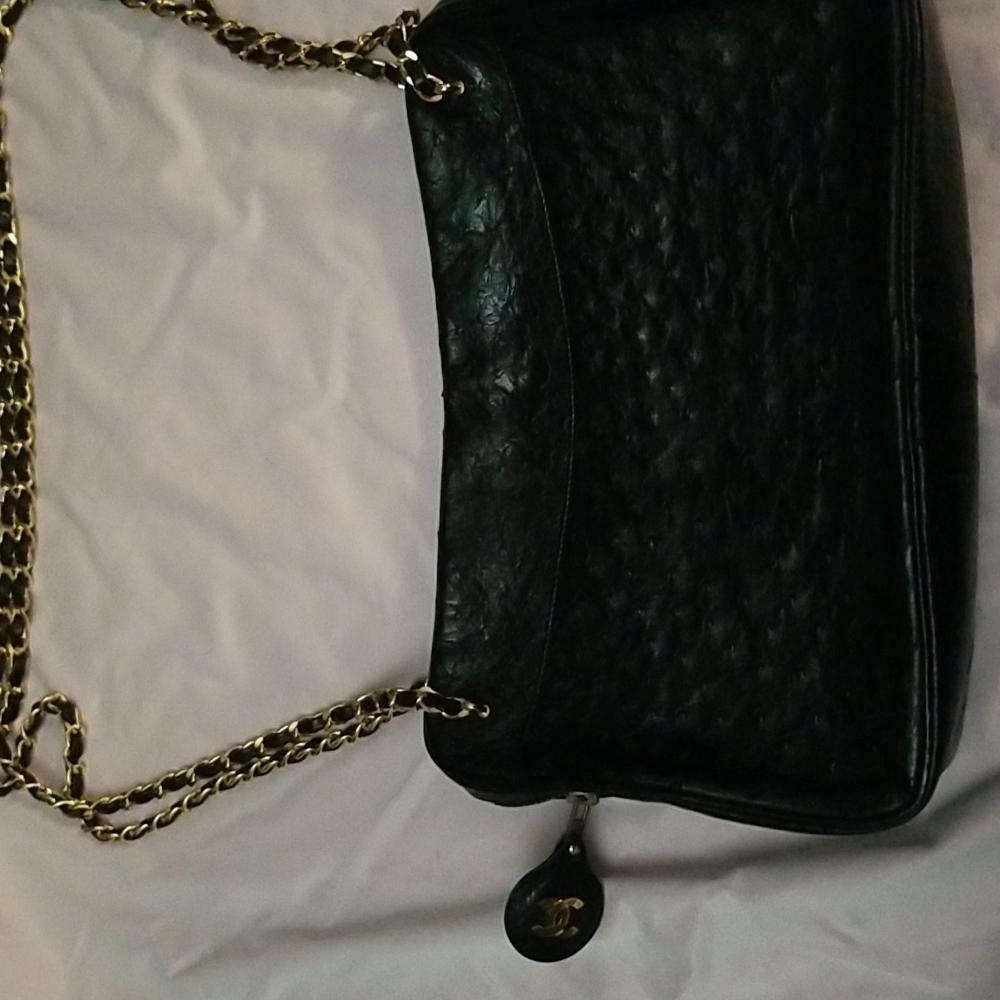 Chanel vintage bag ostrich skin, Limited Edition With "Coco" inside